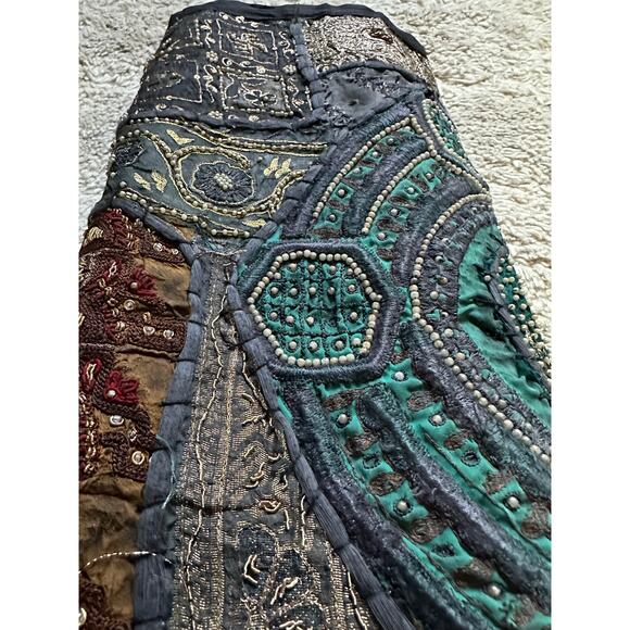 Vintage beaded tapestry wall hanging vertical dark beaded ethnic bohemian 20x60” - Picture 16 of 16